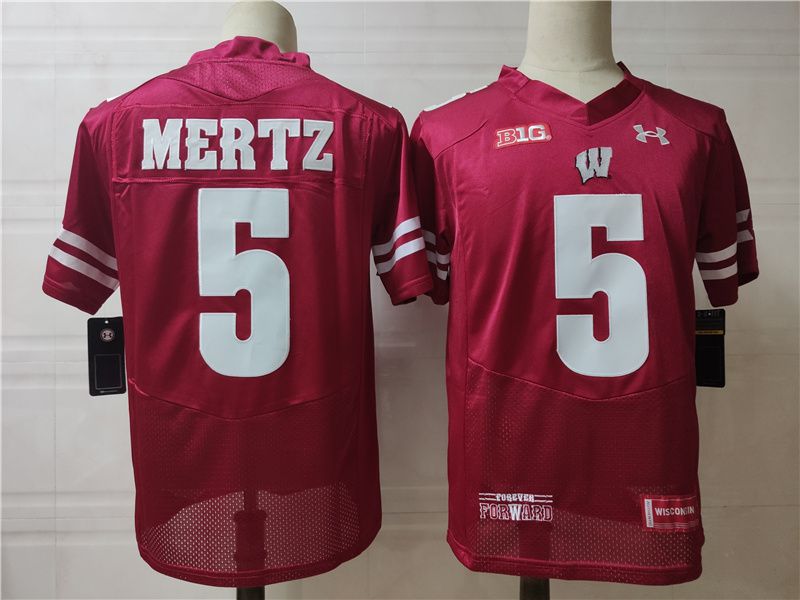 Men Wisconsin Badgers #5 Mertz Red Elite 2025 NCAA Jersey